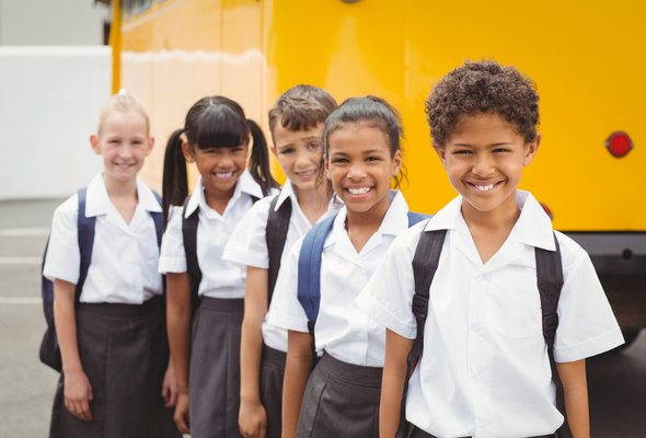 Above head and shoulder posture Portico The Pros and Cons of School Uniforms - SmartAsset