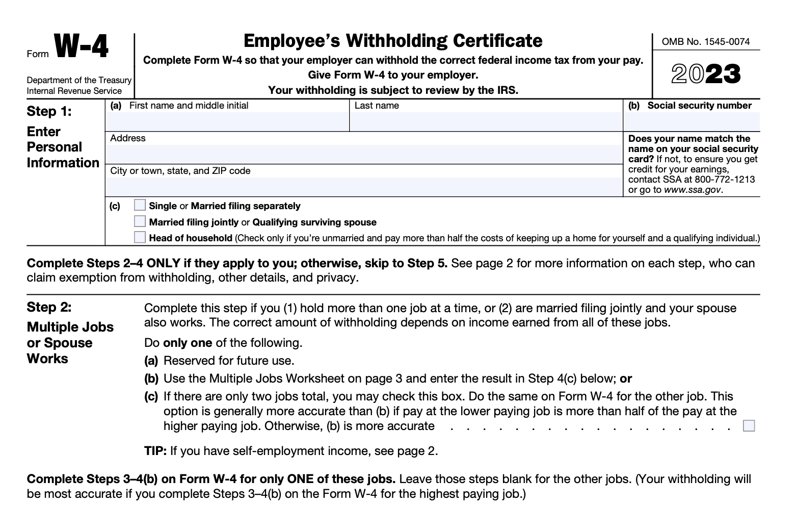 Irs Form W 4 R 2023 Printable Forms Free Online