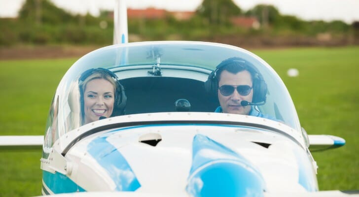 Man and woman in single-engine private plane