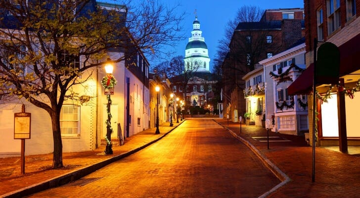 Maryland state capitol and downtown Annapolis