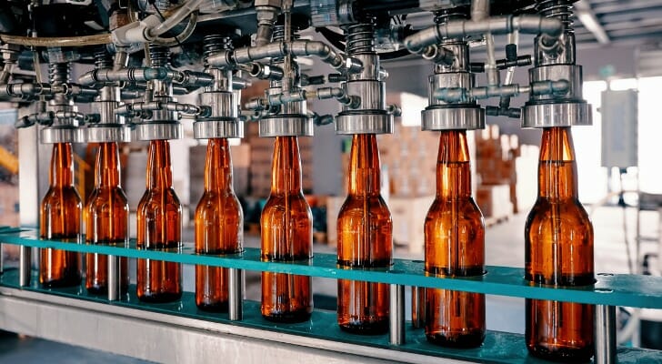 Bottles being manufactured