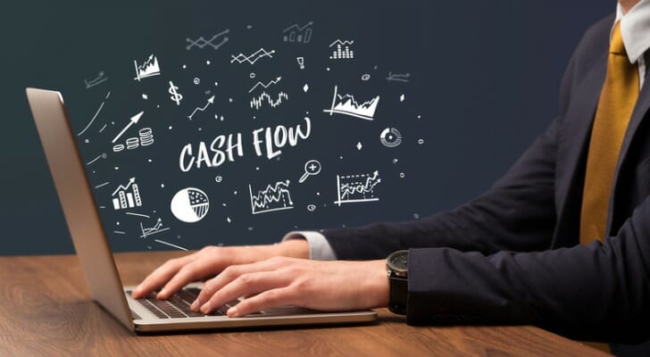 Businessman calculates operating cash flow