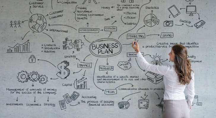 Woman works on a business plan