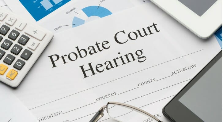 A blank probate court hearing form