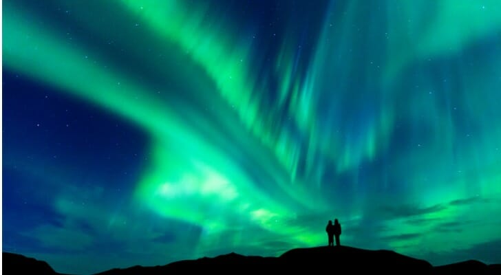 Finnish retirees enjoy the aurora borealis