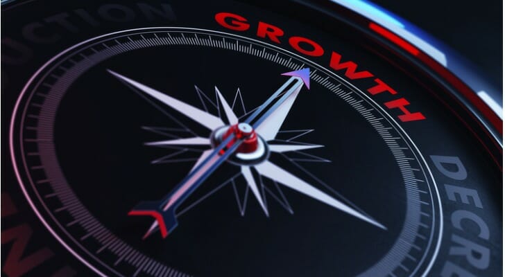 Compass with a "GROWTH" mark on it
