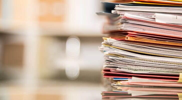 Stack of legal and financial documents