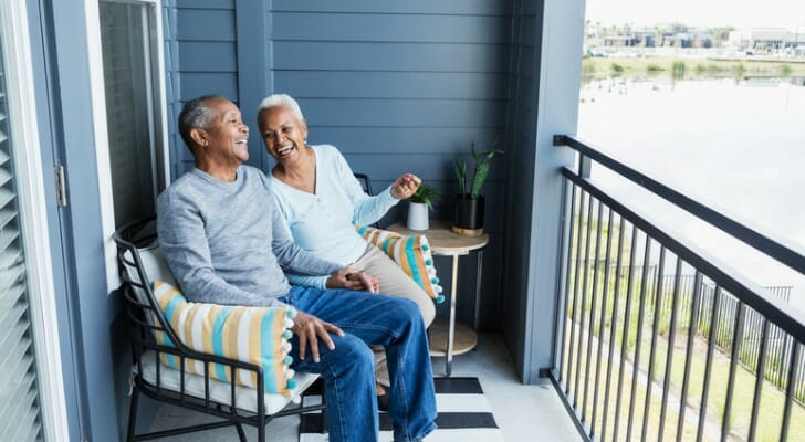 Retired couple on a balcony