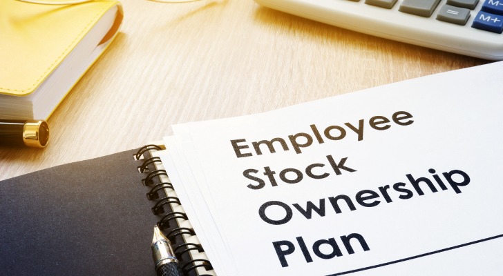 Image shows a binder with the title page reading, "Employee Stock Ownership Plan."