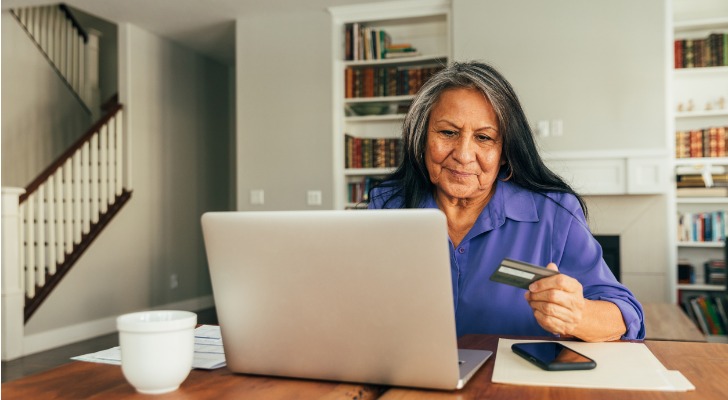 Senior woman checking her Social Security benefit