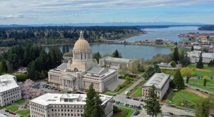 The Washington state capitol in Olympia. The state has create a long-term care insurance program funded by a payroll tax. 