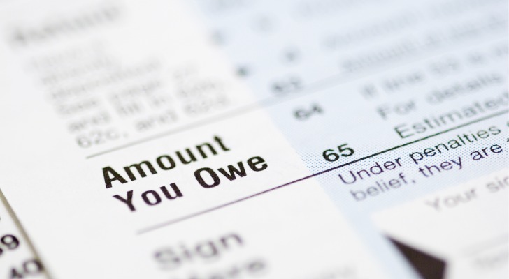 The Amount You Owe box from a 1040 income tax form.