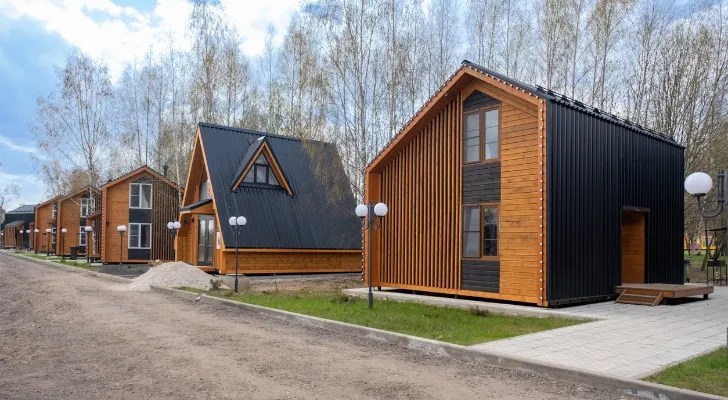 A row of tiny homes that are an affordable and sustainable alternative for homebuyers.