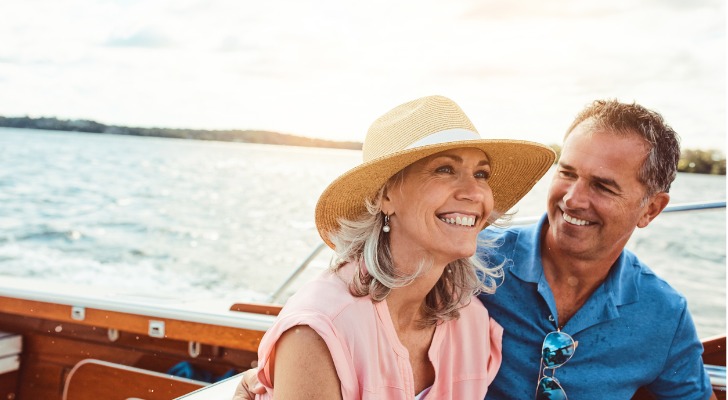 A couple happy about their above average net worth at retirement