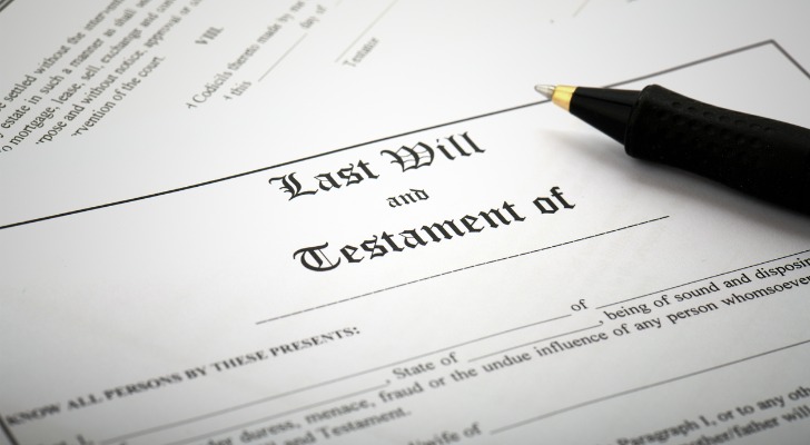 A closeup of a blank last will and testament form.