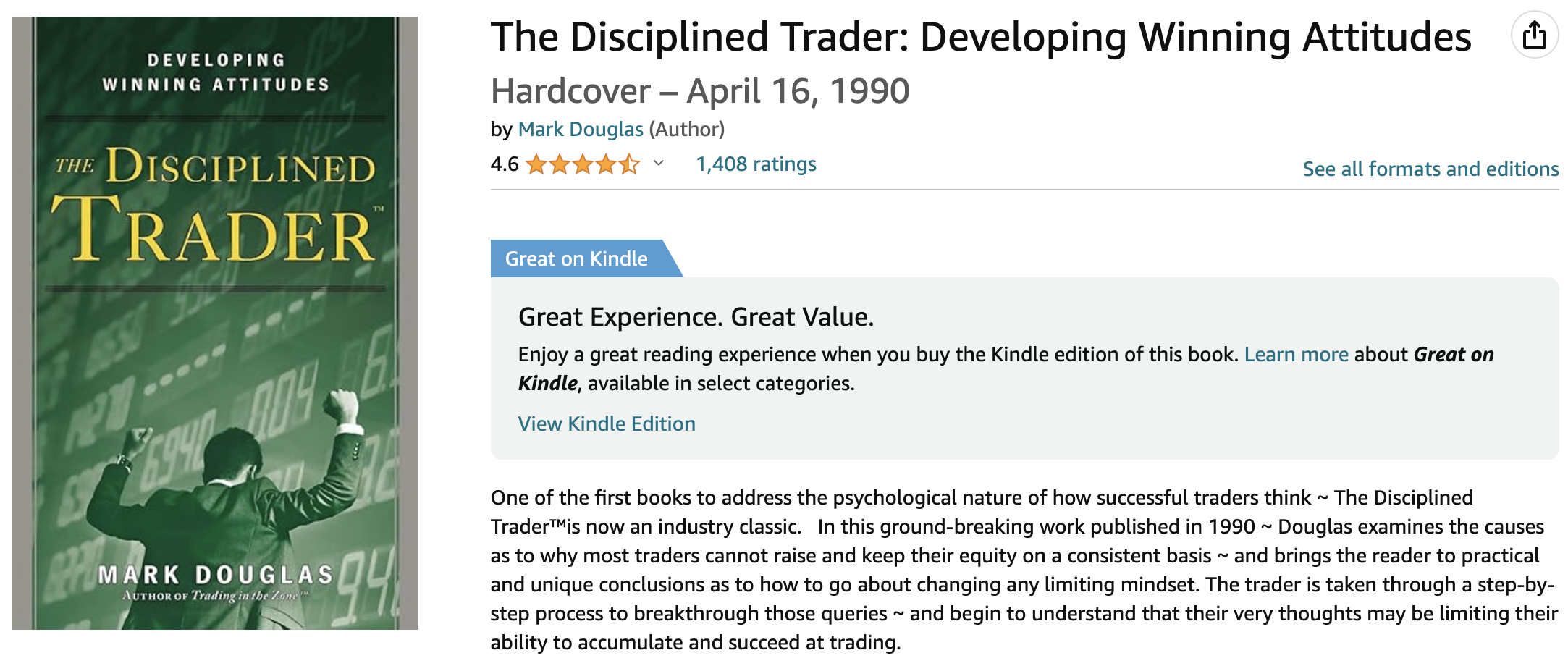 Books for Stock Traders: “The Disciplined Trader: Developing Winning Attitudes” by Mark Douglas