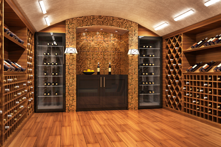 A wine cellar insured by wine insurance.