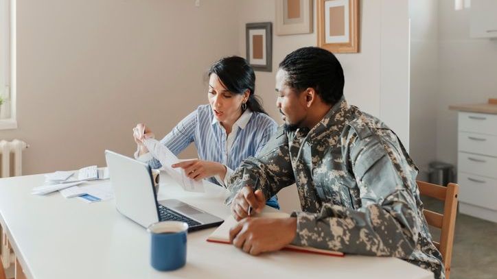 A soldier and his wife go over the eligibility requirements for getting a VA loan.