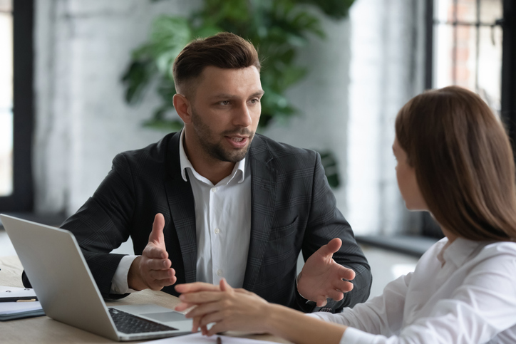 A financial advisor creating an investment plan fo a client.