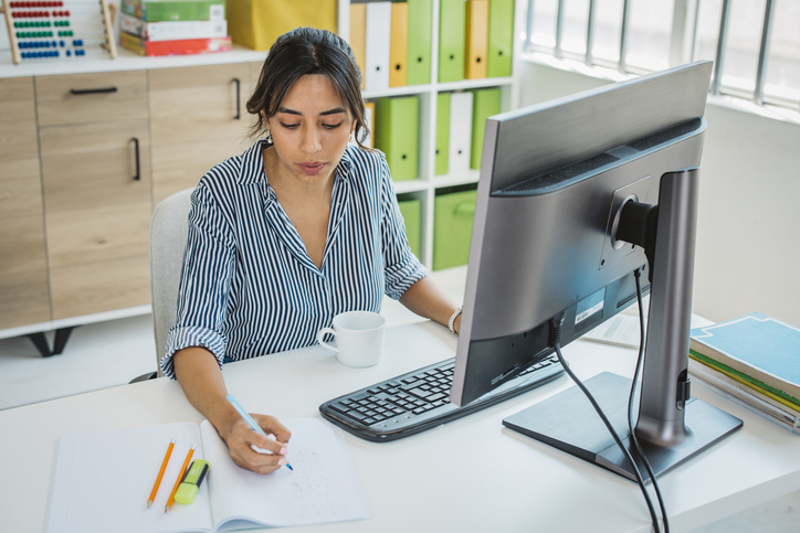 An investor reviewing her portfolio.