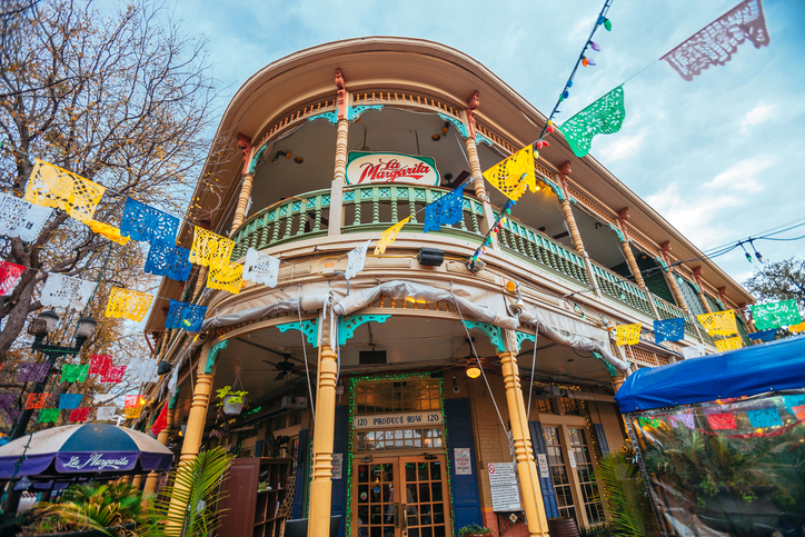 Corner building at Historic Market Square in San Antonio, Texas.