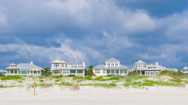 A row of beachfront vacation homes in St. Augustine, Florida.