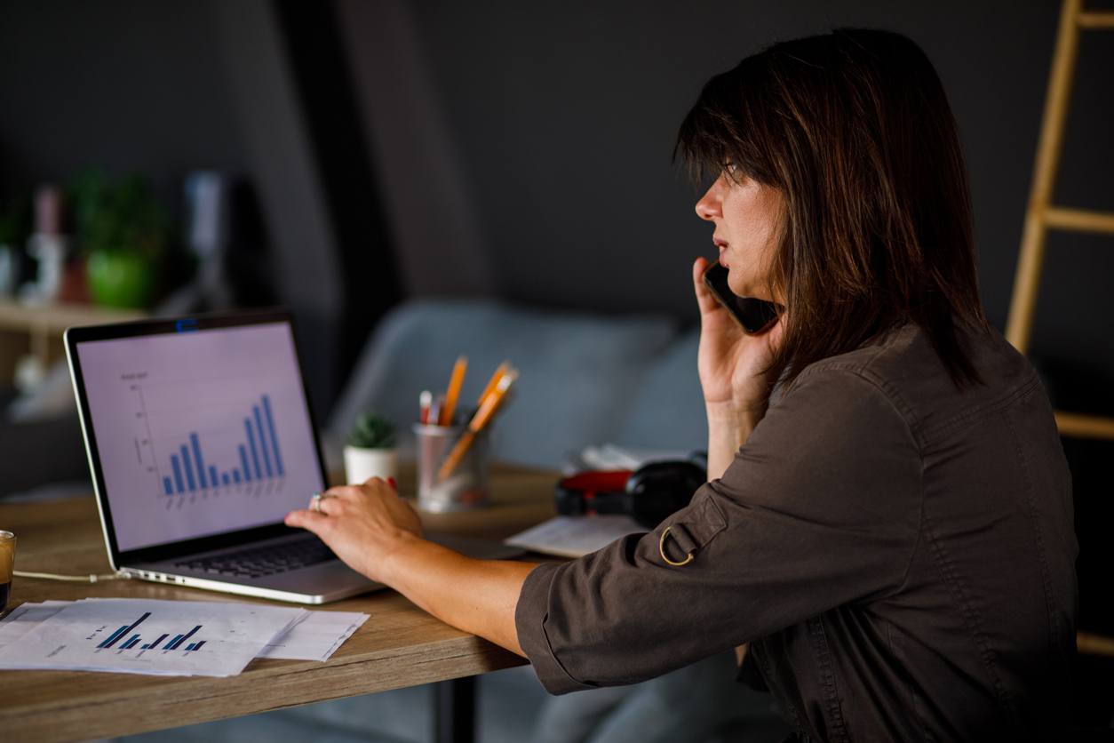 An investor researching different health care investors.