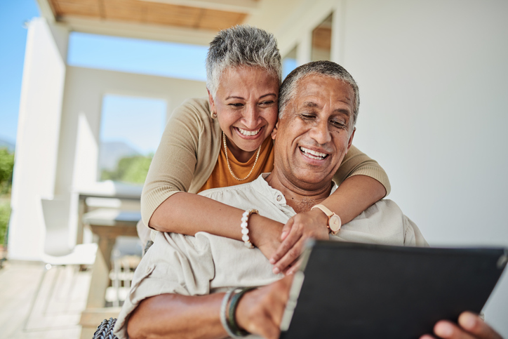 A senior couple reviewing their pension.