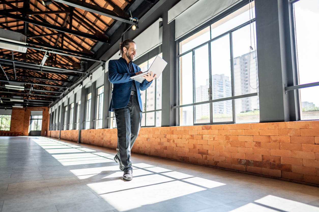 A real estate investor inspecting a commercial property.