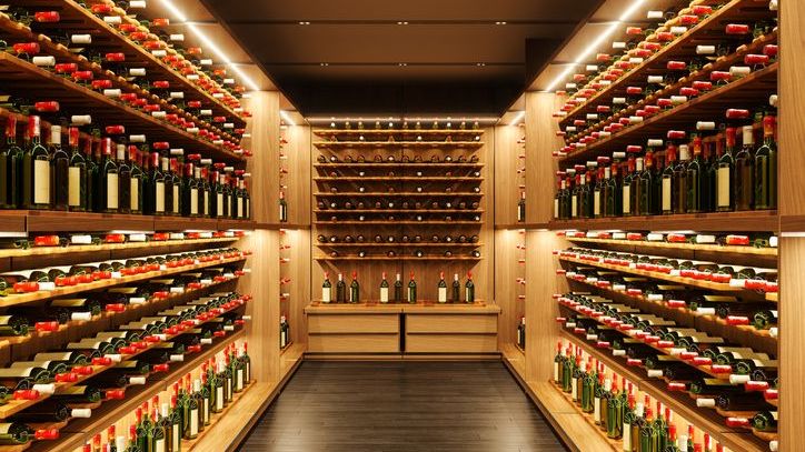 A wine collection in a wine cellar.