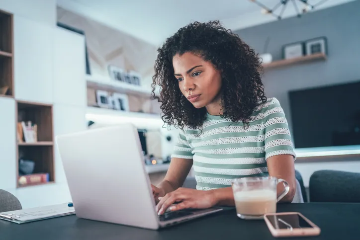 A woman reviewing her HSA account.