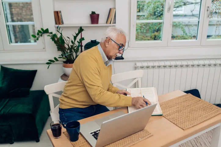 A man reviewing his financial plan.