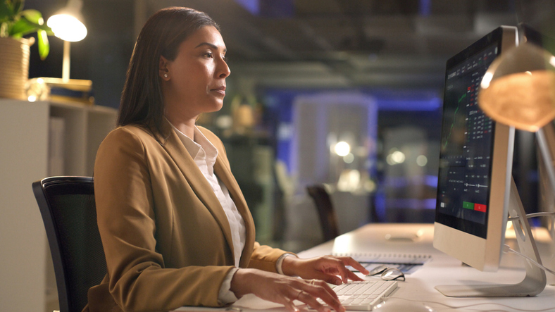 An investor reviewing her portfolio.