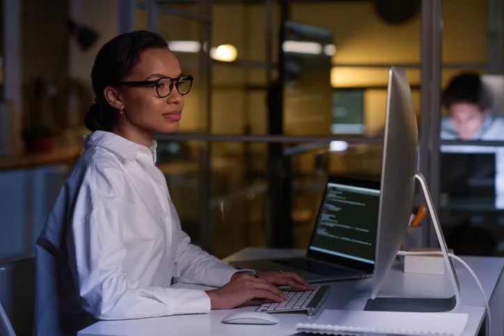 An investor reviewing her portfolio.