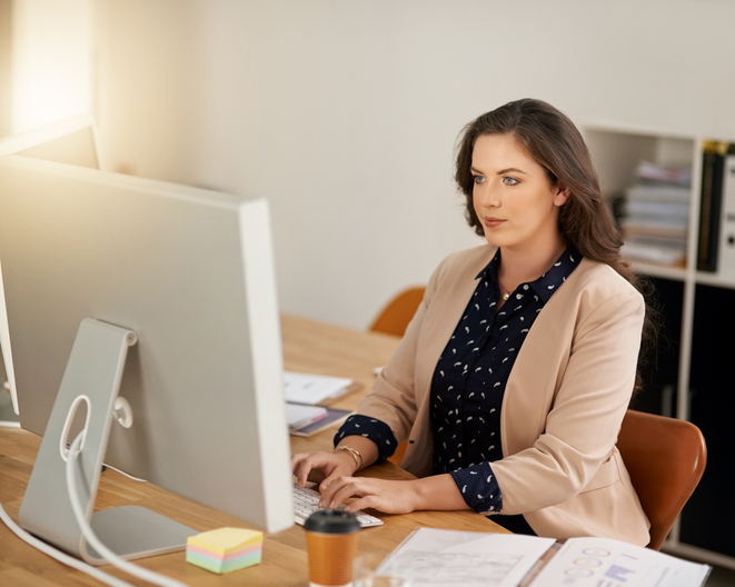 An investor reviewing her investment portfolio.