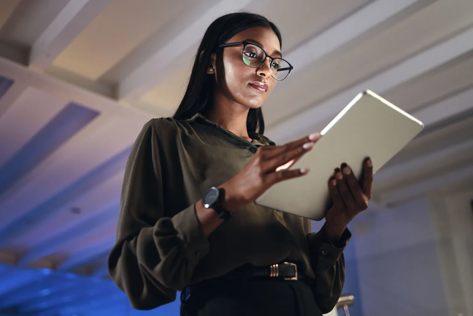 An investor reviewing her portfolio.