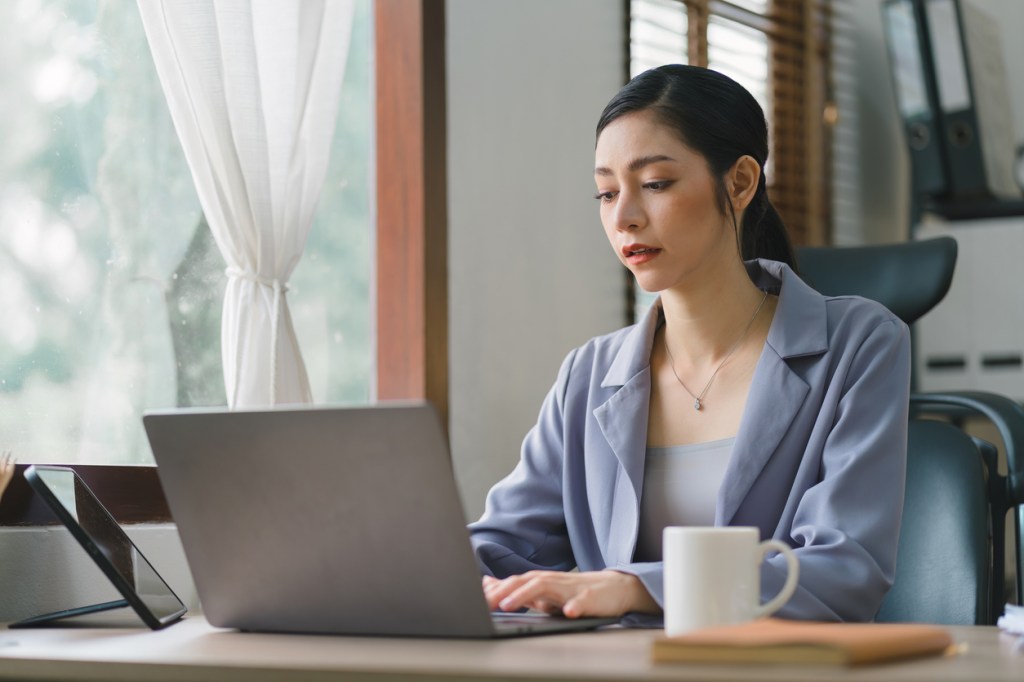 A taxpayer filing her taxes.