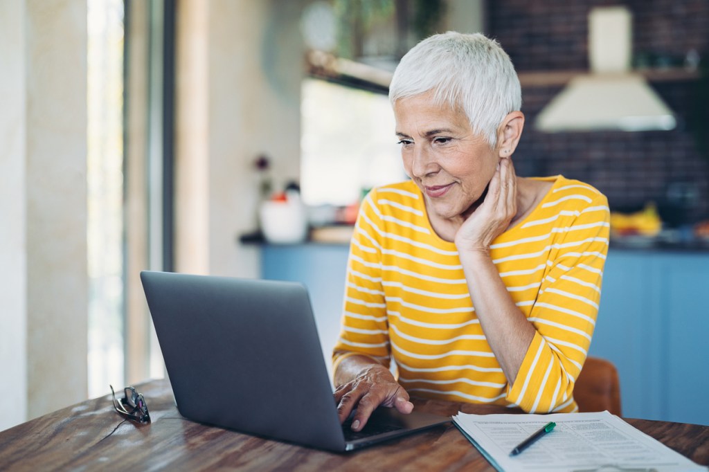 A woman reviewing an estate plan.