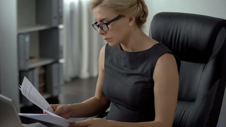 An investor reviews her investment portfolio.