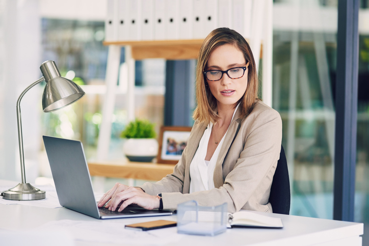 An investor reviewing her investment portfolio.