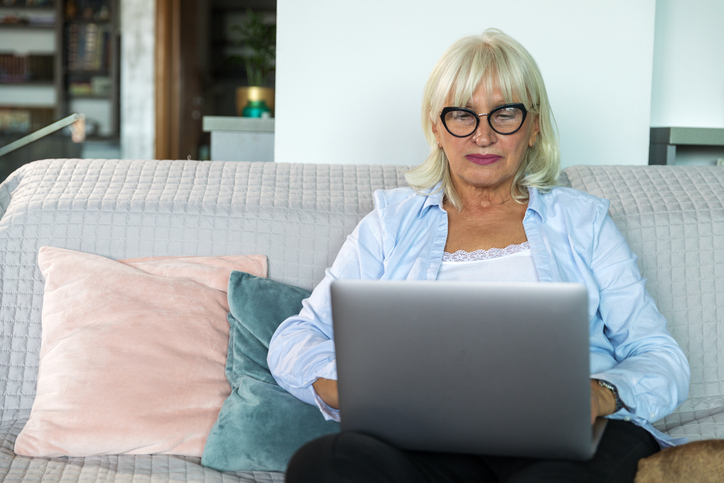 A woman reviewing her retirement plan.