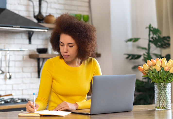 A woman reviewing her estate plan.