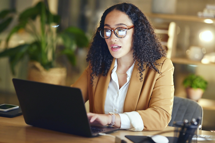 An investor reviewing her investment portfolio.