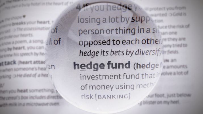 A closeup of a dictionary entry for the term 'hedge fund.'