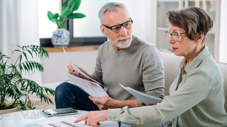 A couple works on their tax return together.