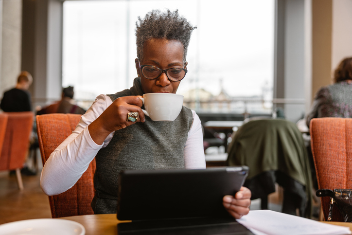 A senior business woman reviewing her retirement plan.
