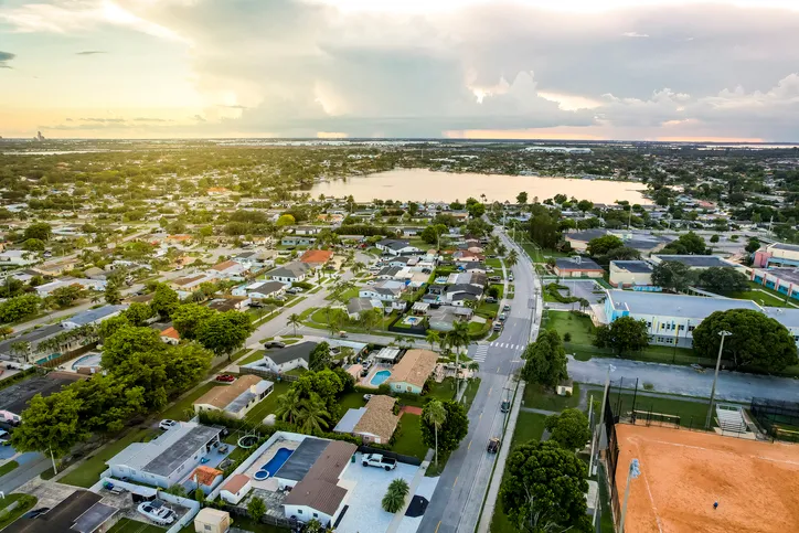 Aerial of Palm Springs North, an unincorporated community and census-designated place in Miami-Dade County, Florida, United States.