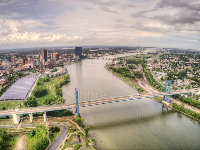 Bridge across the Maumee River in Toledo, Ohio.