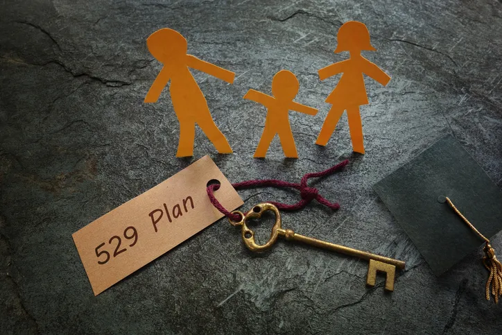 Paper family with 529 Plan written on a label.